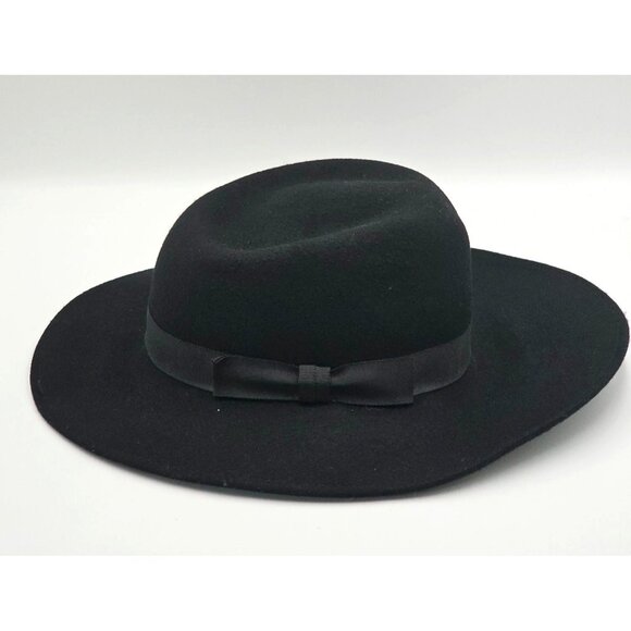 Vintage Burberrys Women's Black  Wool Wide Brim Fedora Hat Made In England 2934 - Picture 10 of 12